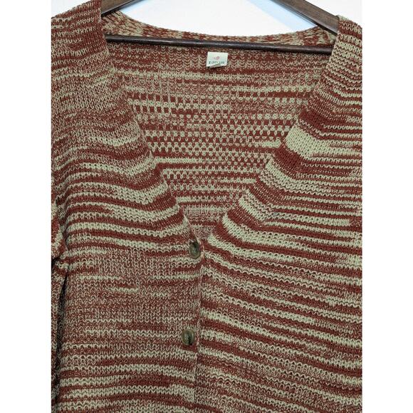 I JOAH 3 Button Cardigan Beige & Red Space Dyed Size 1X - Picture 2 of 6
